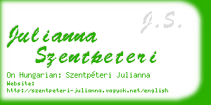 julianna szentpeteri business card